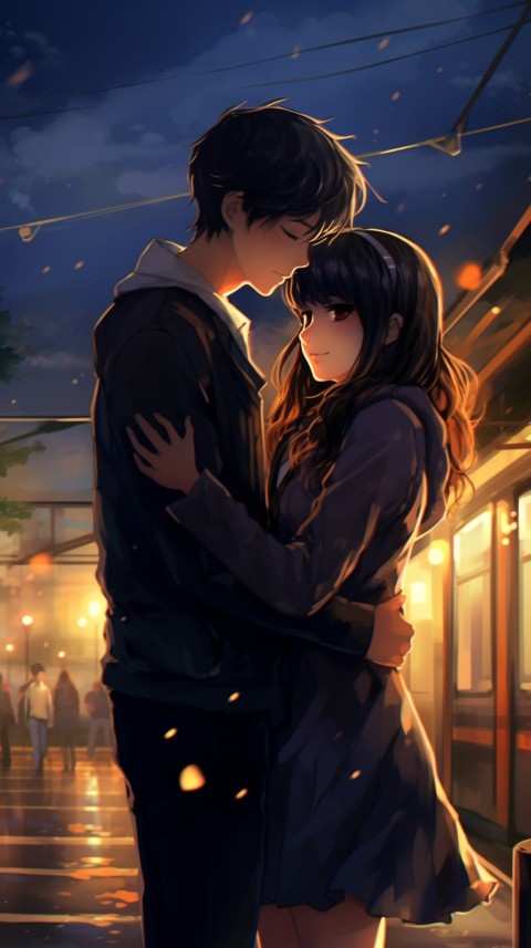 Cute Anime Couple at Road Aesthetic Romantic (9)