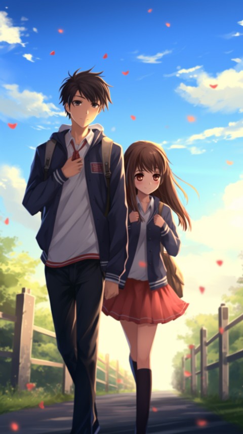 Cute Anime Couple at Road Aesthetic Romantic (31)