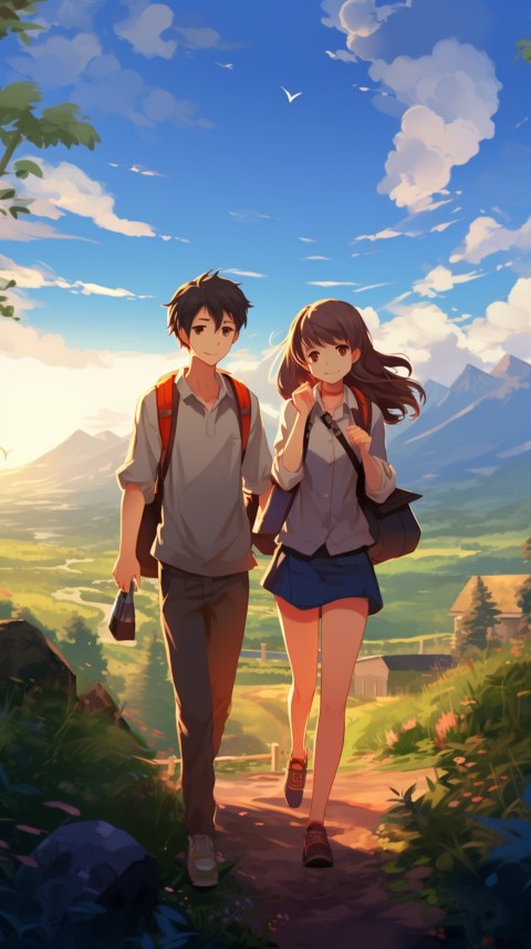 Cute Anime Couple at Road Aesthetic Romantic (54)