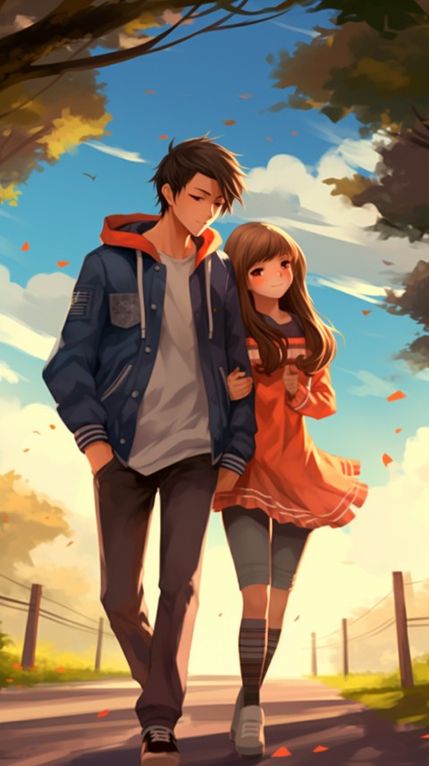Cute Anime Couple at Road Aesthetic Romantic (44)