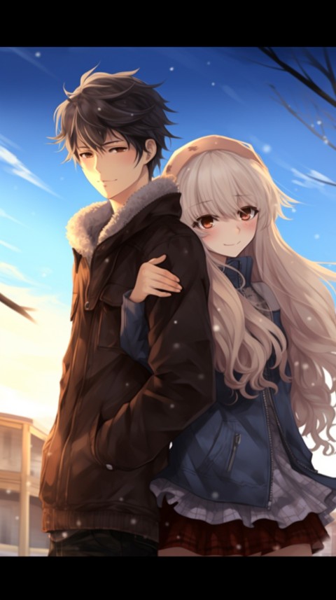 Cute Anime Couple at Road Aesthetic Romantic (60)