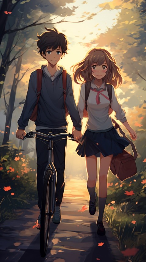 Cute Anime Couple at Road Aesthetic Romantic (70)