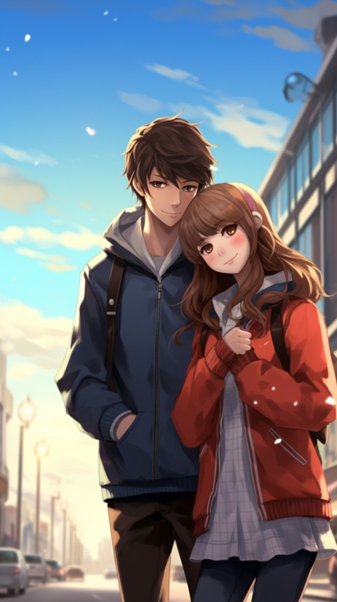 Cute Anime Couple at Road Aesthetic Romantic (66)