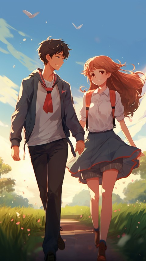 Cute Anime Couple at Road Aesthetic Romantic (74)