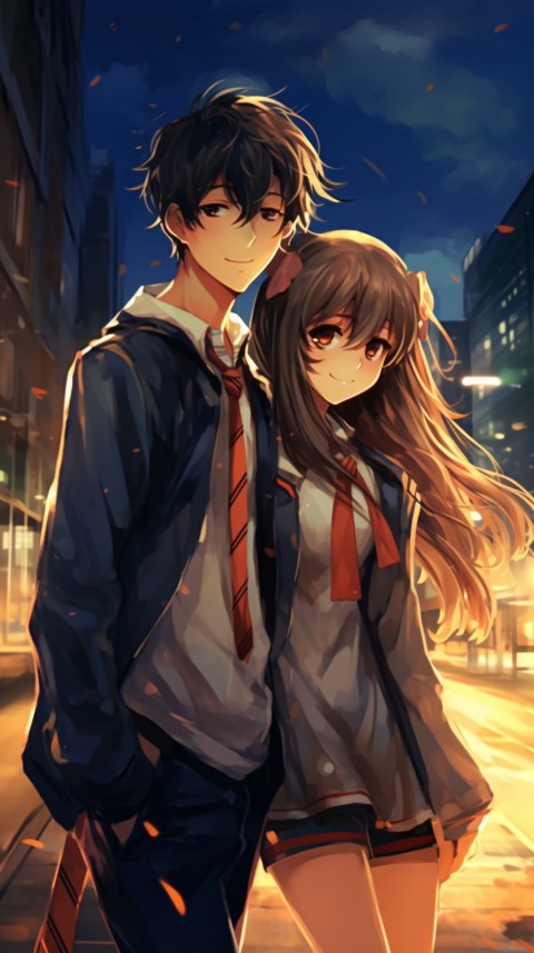 Cute Anime Couple at Road Aesthetic Romantic (76)