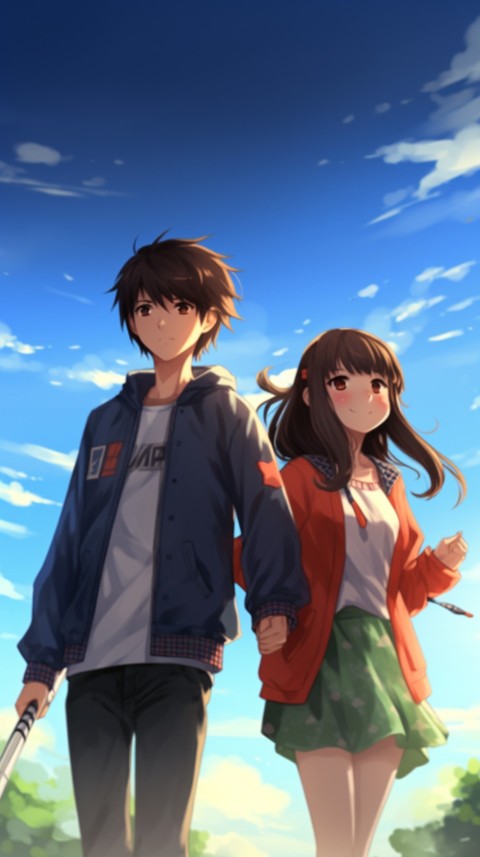 Cute Anime Couple at Road Aesthetic Romantic (118)