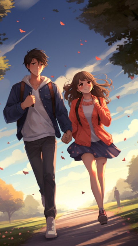 Cute Anime Couple at Road Aesthetic Romantic (103)