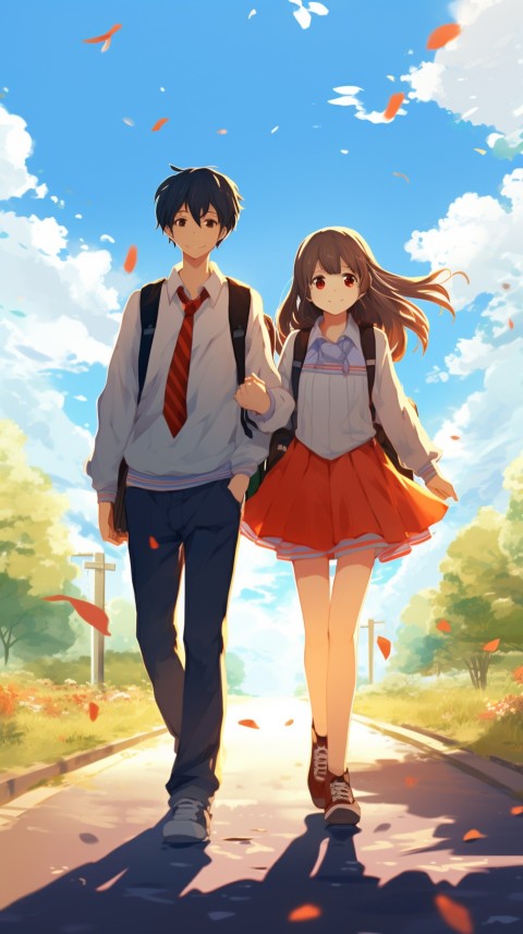 Cute Anime Couple at Road Aesthetic Romantic (120)