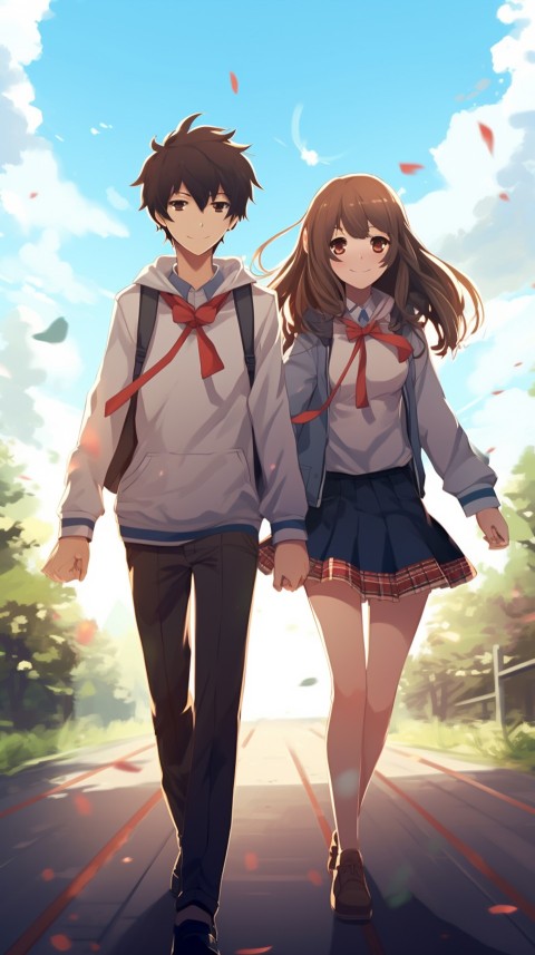 Cute Anime Couple at Road Aesthetic Romantic (107)