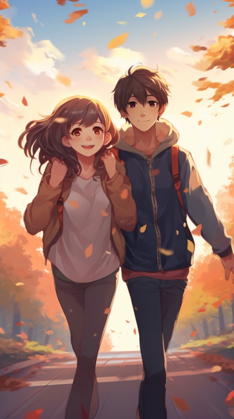 Cute Anime Couple at Road Aesthetic Romantic (128)