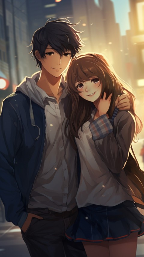 Cute Anime Couple at Road Aesthetic Romantic (122)