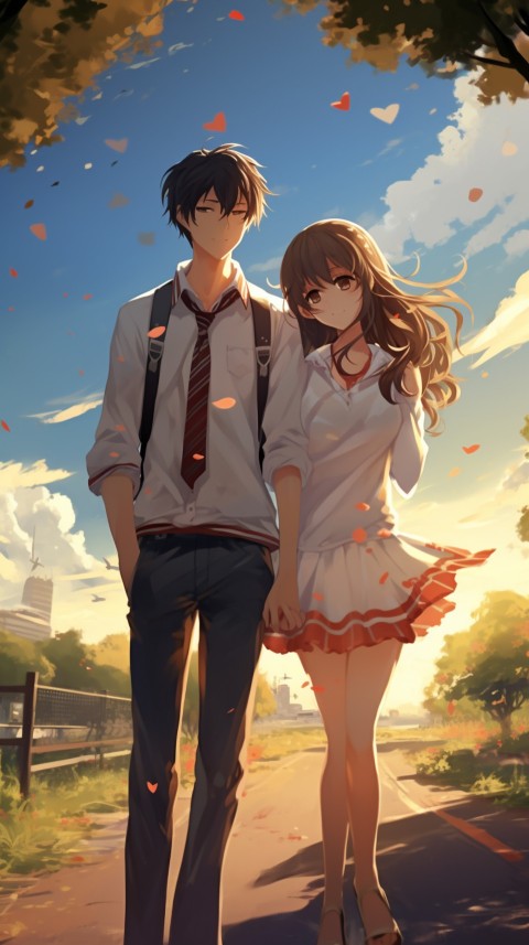 Cute Anime Couple at Road Aesthetic Romantic (127)