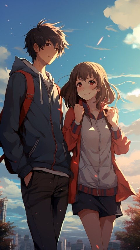 Cute Anime Couple at Road Aesthetic Romantic (132)