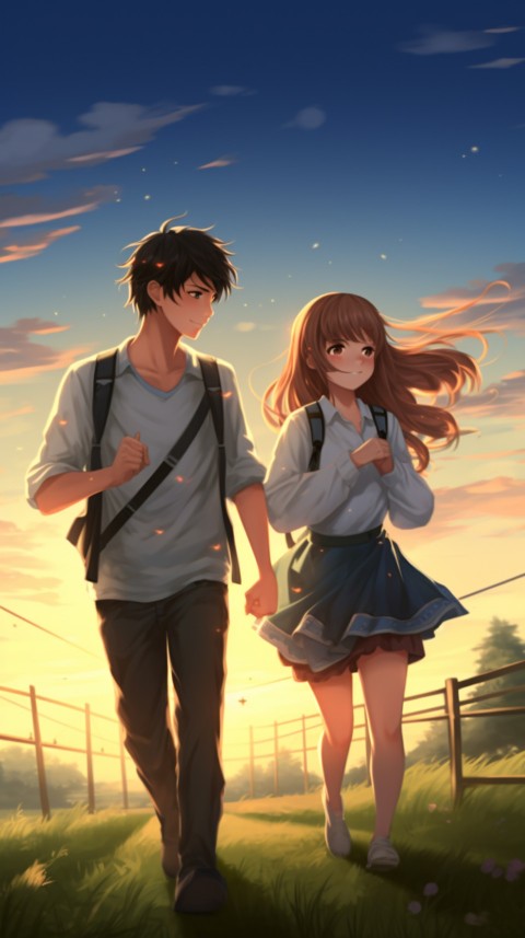 Cute Anime Couple at Road Aesthetic Romantic (151)