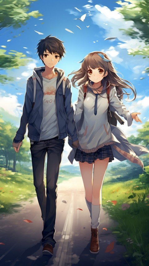 Cute Anime Couple at Road Aesthetic Romantic (149)