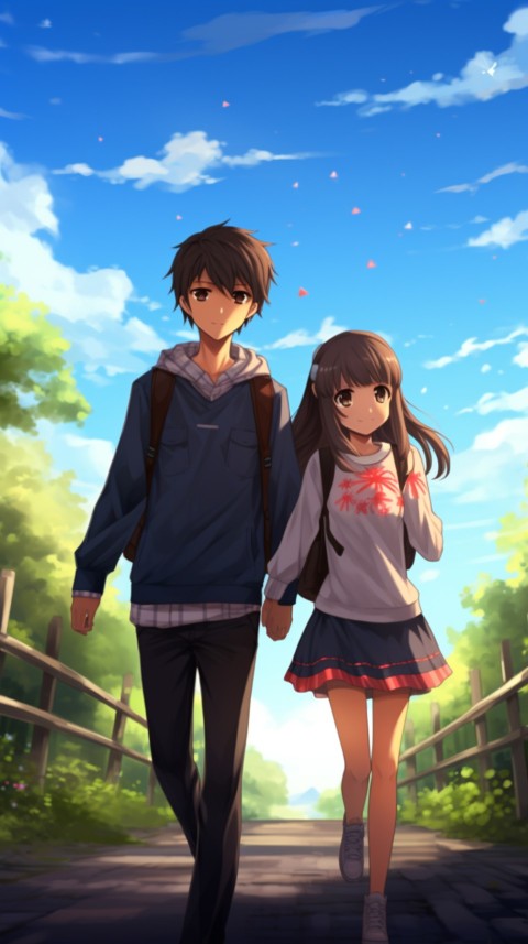 Cute Anime Couple at Road Aesthetic Romantic (152)