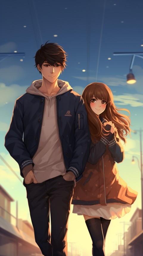 Cute Anime Couple at Road Aesthetic Romantic (171)