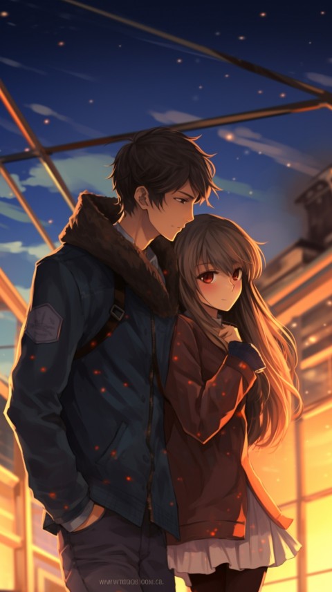 Cute Anime Couple at Road Aesthetic Romantic (166)