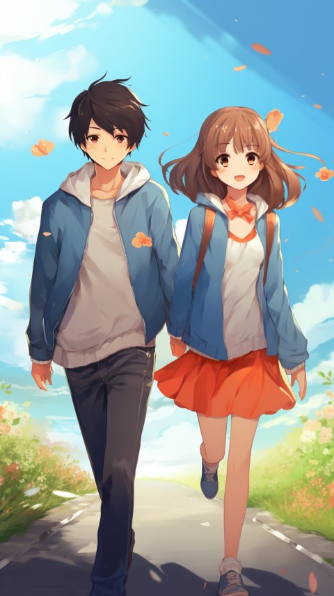 Cute Anime Couple at Road Aesthetic Romantic (162)