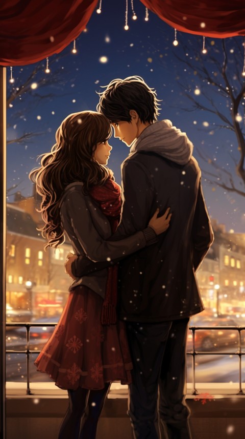 Cute Anime Couple Christmas Holiday Window Aesthetic Romantic (9)