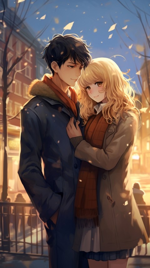 Cute Anime Couple in Street (11)