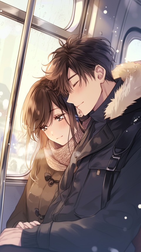 Cute Anime Couple on Bus Aesthetic Romantic (17)