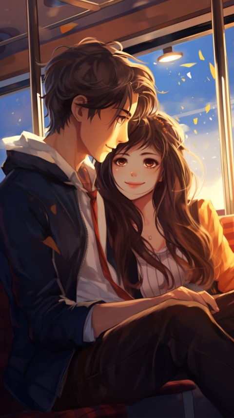 Cute Anime Couple on Bus Aesthetic Romantic (3)