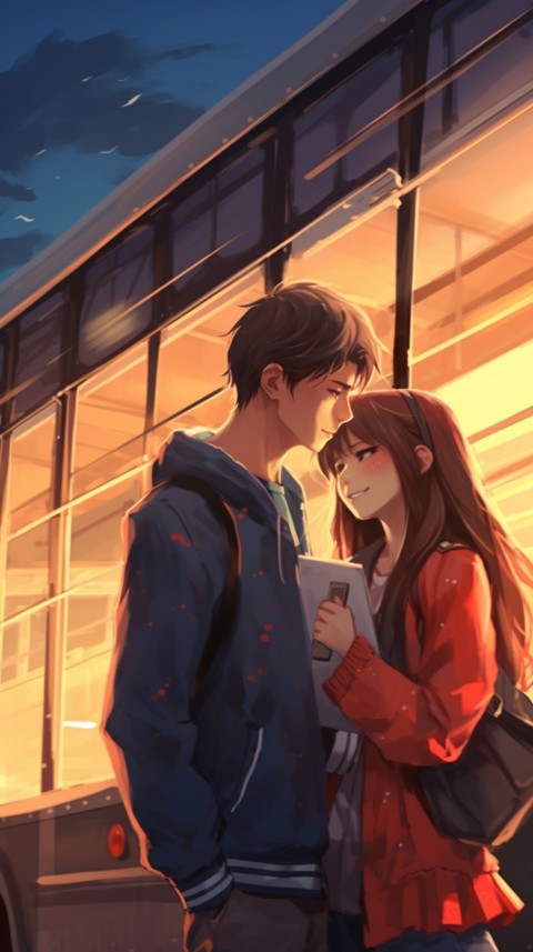 Cute Anime Couple on Bus Aesthetic Romantic (14)