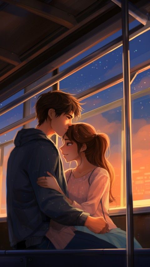 Cute Anime Couple on Bus Aesthetic Romantic (15)