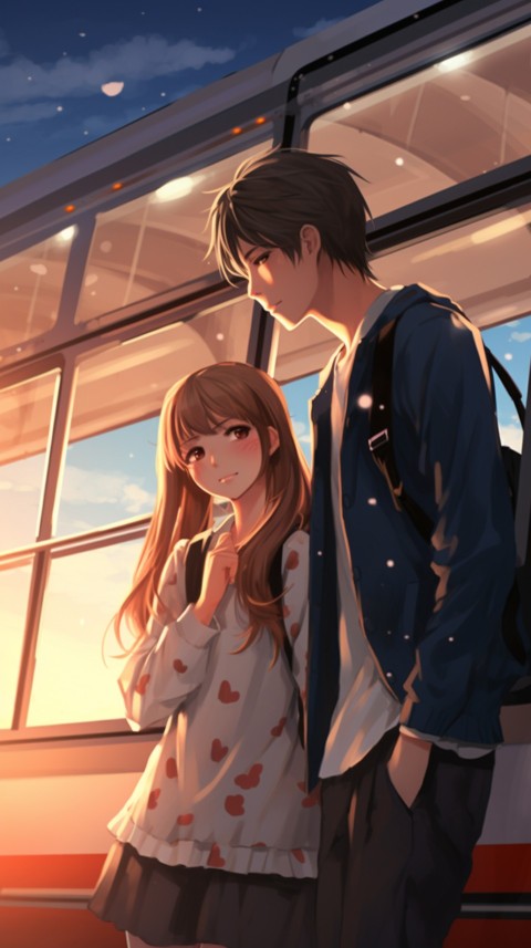 Cute Anime Couple on Bus Aesthetic Romantic (35)