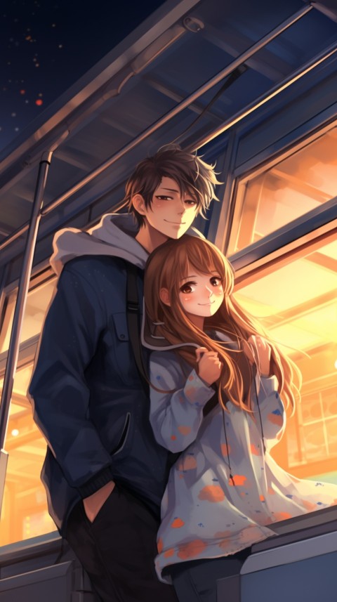 Cute Anime Couple on Bus Aesthetic Romantic (40)