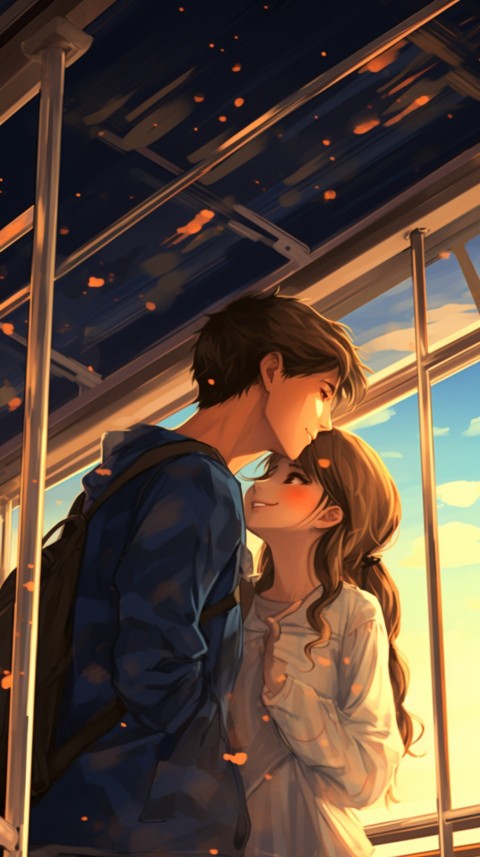 Cute Anime Couple on Bus Aesthetic Romantic (27)