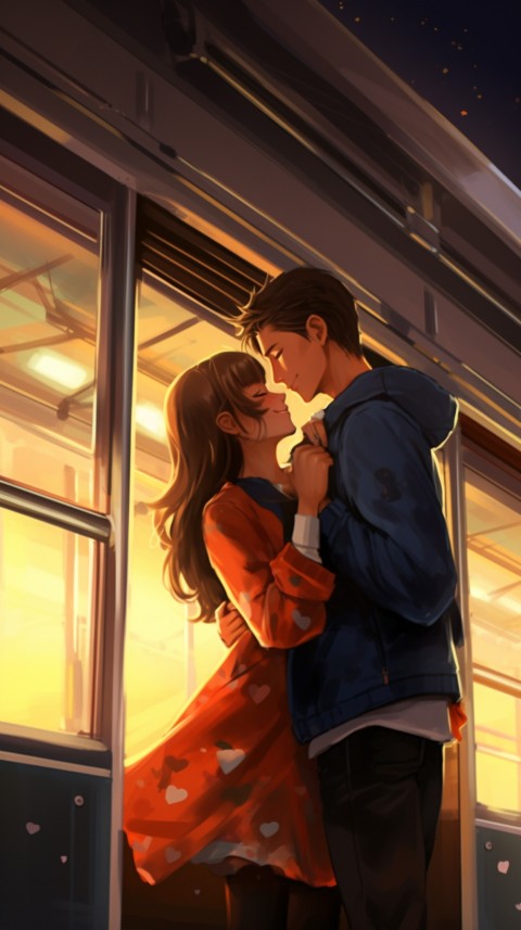 Cute Anime Couple on Bus Aesthetic Romantic (55)