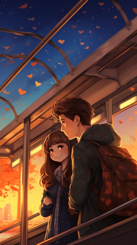 Cute Anime Couple on Bus Aesthetic Romantic (43)