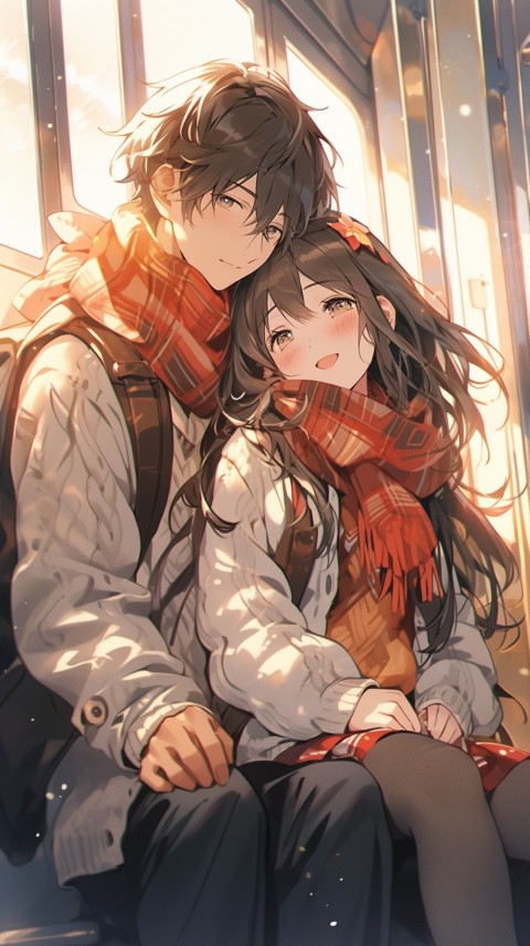 Cute Anime Couple on Bus Aesthetic Romantic (57)