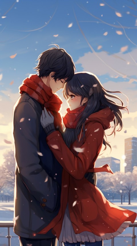 Cute Anime Couple Snowing Aesthetic (3)