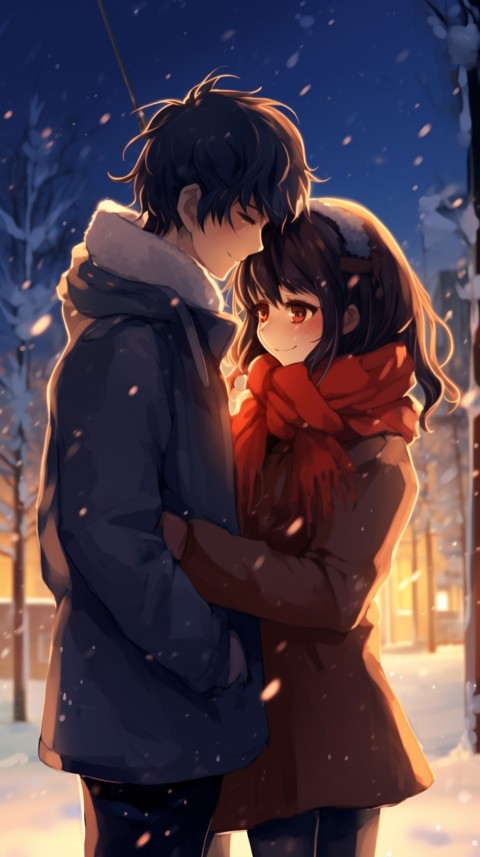 Cute Anime Couple Snowing Aesthetic (4)