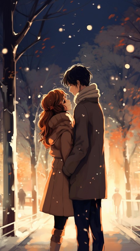 Cute Anime Couple Snowing Aesthetic (14)