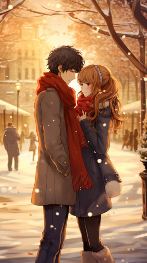 Cute Anime Couple Snowing Aesthetic (2)