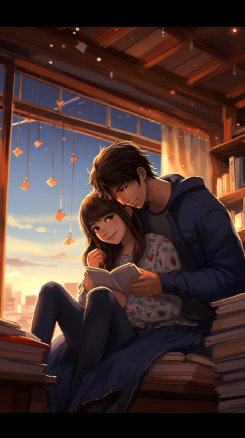 Cute Anime Couple With Book Aesthetic (2)