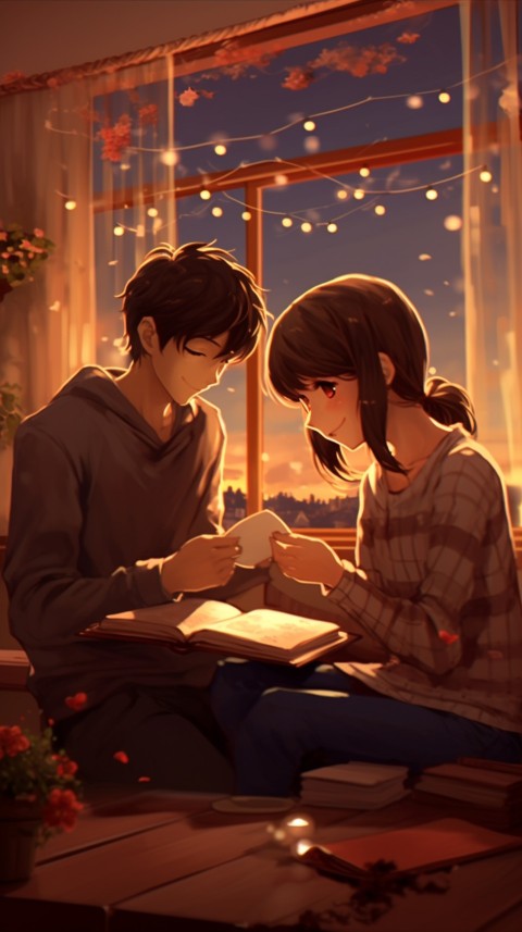 Cute Anime Couple With Book Aesthetic (6)