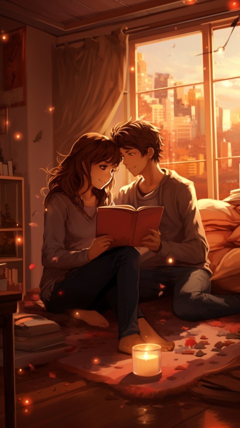Cute Anime Couple With Book Aesthetic (1)