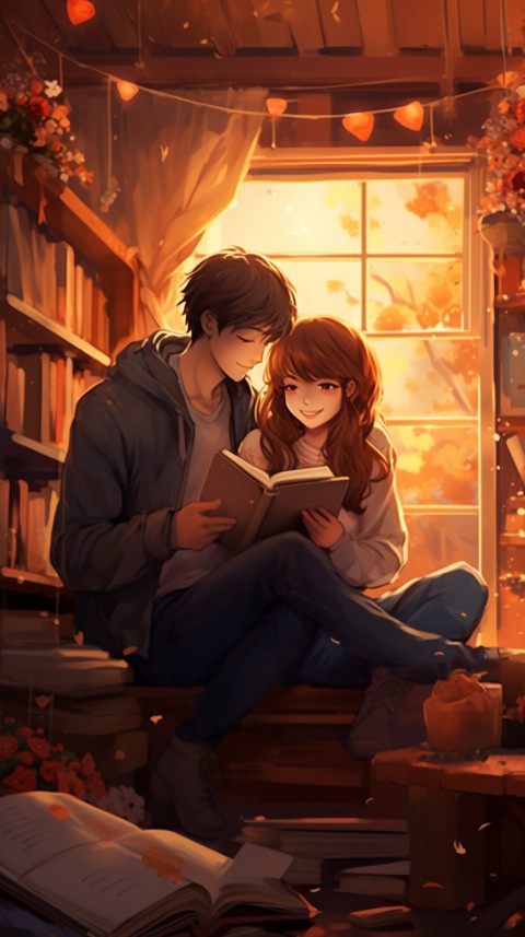 Cute Anime Couple With Book Aesthetic (14)