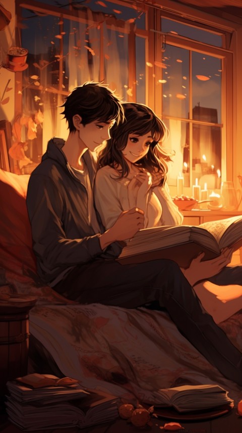 Cute Anime Couple With Book Aesthetic (7)