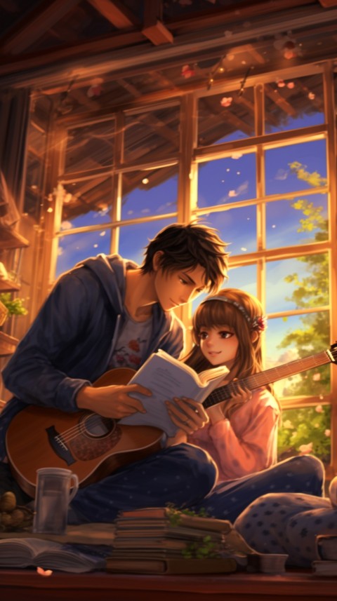 Cute Anime Couple With Book Aesthetic (8)
