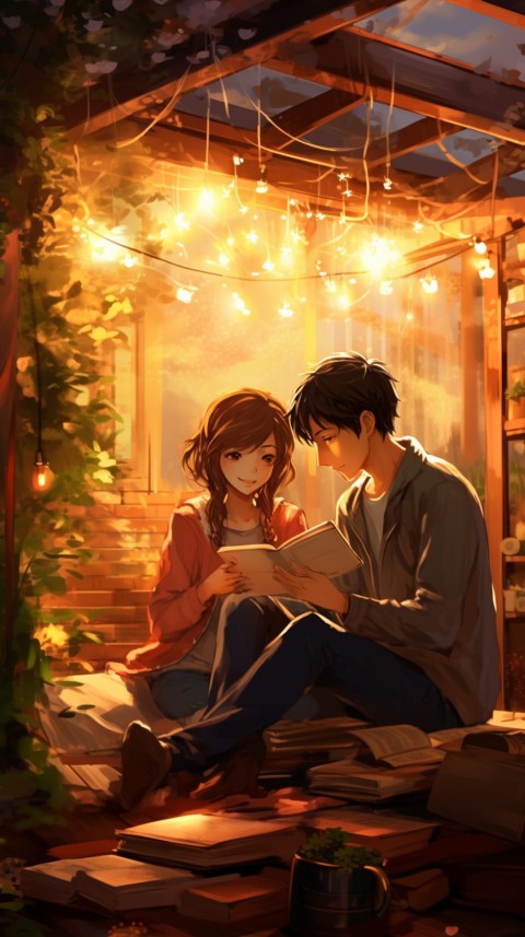 Cute Anime Couple With Book Aesthetic (3)