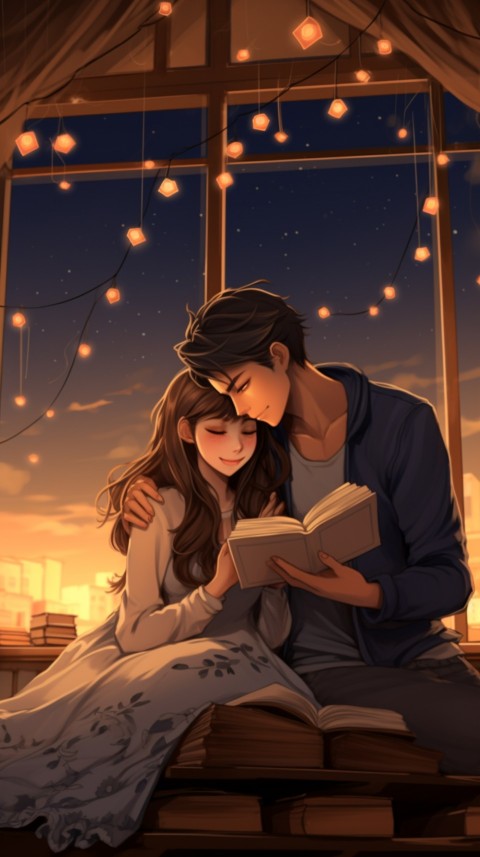 Cute Anime Couple With Book Aesthetic (35)