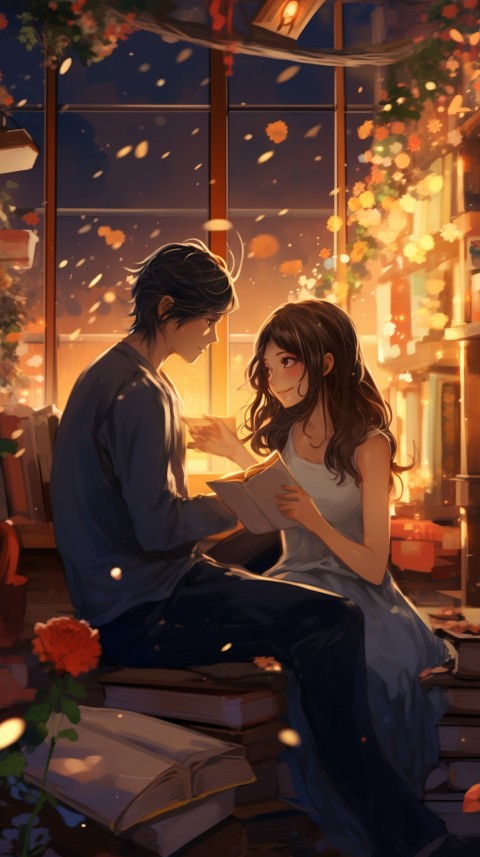 Cute Anime Couple With Book Aesthetic (21)