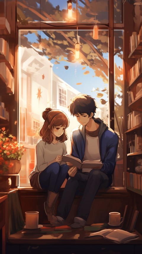 Cute Anime Couple With Book Aesthetic (27)
