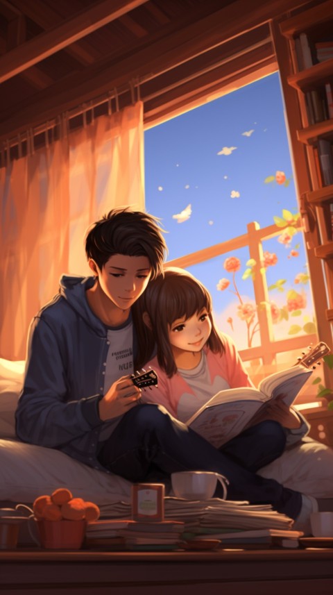 Cute Anime Couple With Book Aesthetic (34)